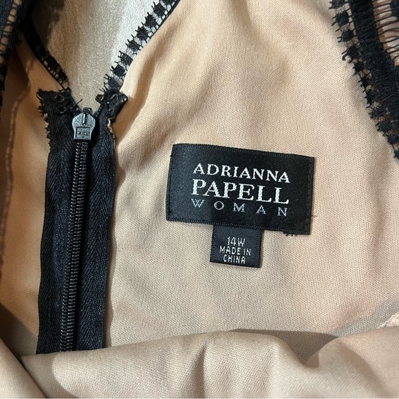 Adrianna Womens Papell Black with Lace Cocktail Pencil Dress Size 14W - Picture 3 of 6